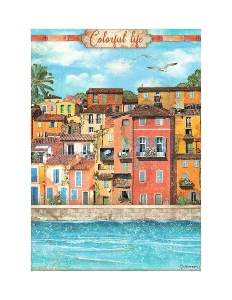 Papel arroz decoupage Stamperia Vida Colorida ideal para decorar madera o cristal