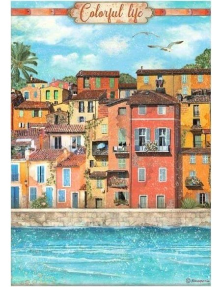 Papel arroz decoupage Stamperia Vida Colorida ideal para decorar madera o cristal Papel arroz decoupage Stamperia Vida Colorida ideal para decorar madera o cristal