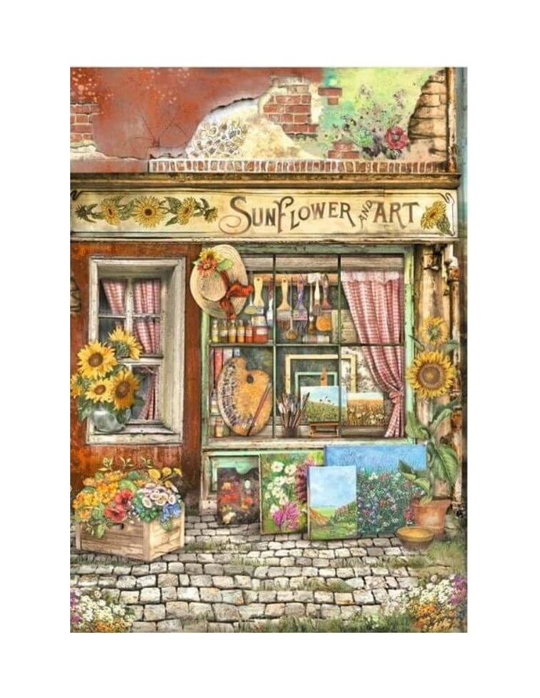Papel arroz decoupage Stamperia Sunflower Art Tienda ideal para decorar madera