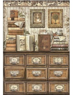 Papel arroz decoupage Stamperia Coffee and Chocolate Libros ideal para decorar madera y más