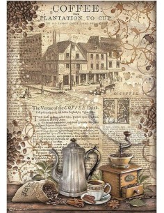 Papel arroz decoupage Stamperia Coffee and Chocolate Molinillo ideal para decorar madera