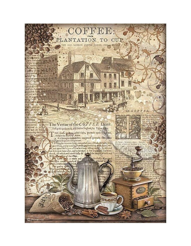 Papel arroz decoupage Stamperia Coffee and Chocolate Molinillo ideal para decorar madera