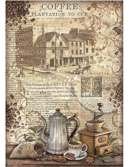 Papel arroz decoupage Stamperia Coffee and Chocolate Molinillo ideal para decorar madera