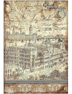Papel arroz decoupage Stamperia Lady Vagabond Londres, perfecto para decorar manualidades