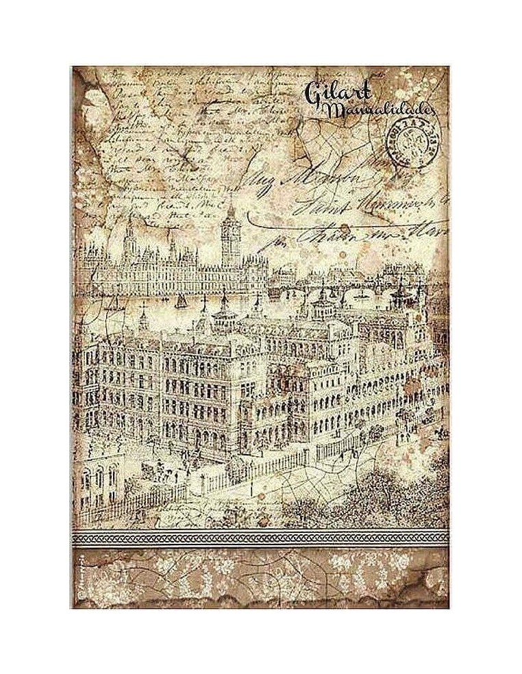 Papel arroz decoupage Stamperia Lady Vagabond Londres, perfecto para decorar manualidades