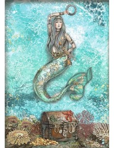 Papel arroz decoupage Stamperia Sirena DFSA4810 para manualidades creativas marinas