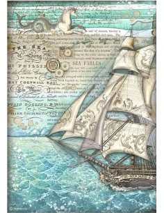 Papel arroz decoupage Stamperia Barco de vela para manualidades náuticas creativas