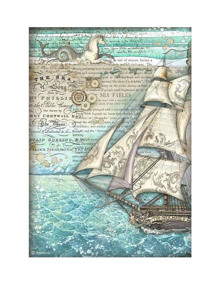Papel arroz decoupage Stamperia Barco de vela para manualidades náuticas creativas