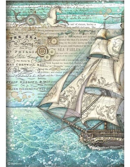 Papel arroz decoupage Stamperia Barco de vela para manualidades náuticas creativas