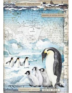 Papel arroz decoupage Stamperia Penguins DFSA4479 para manualidades divertidas