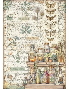 Papel arroz decoupage A4 Stamperia Fortune-Alquimia DFSA4872 sobre fondo claro