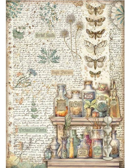 Papel arroz decoupage A4 Stamperia Fortune-Alquimia DFSA4872 sobre fondo claro Papel arroz decoupage A4 Stamperia Fortune-Alquimia DFSA4872 sobre fondo claro