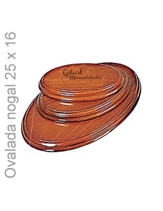 Peanas de madera ovaladas barnizadas en nogal 25x16 cm para exponer esculturas