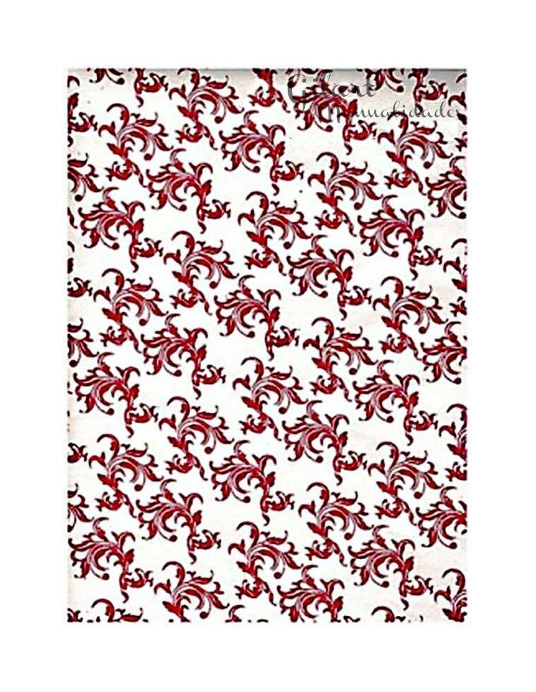 Papel scrapbooking Blanco Ramos Sanguíneos 50×70 cm para álbumes y decoración creativa