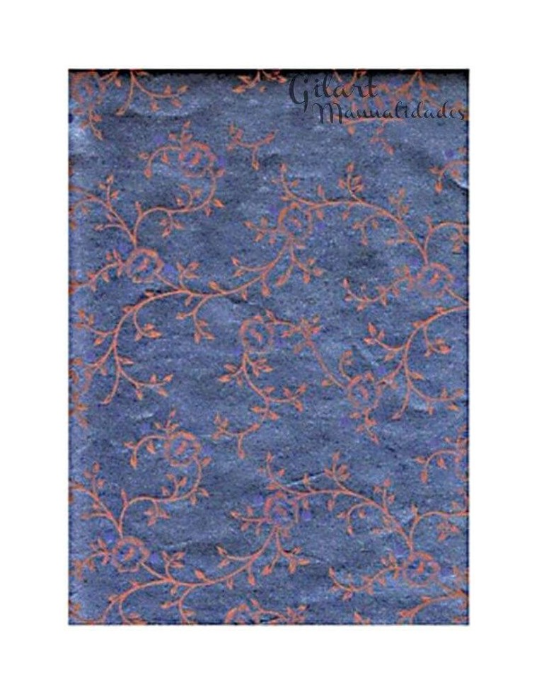 Papel scrap Metalizado Azul Flores Rosas 50×70 cm para álbumes y tarjetas