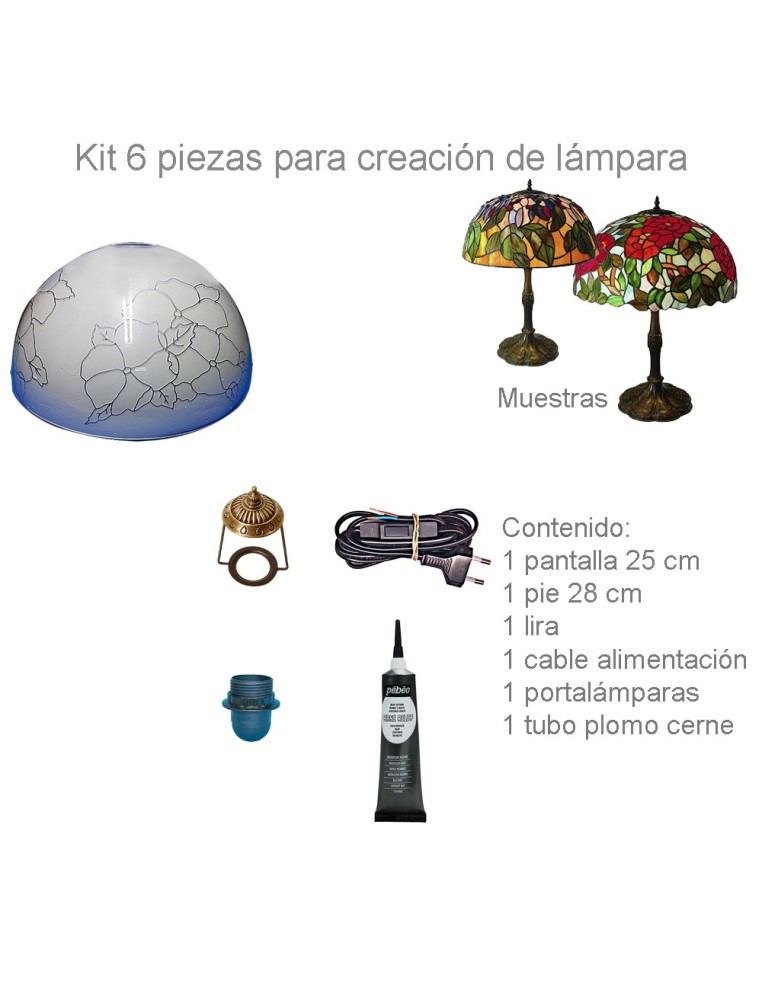 Kit Lámpara Tiffany Metacrilato Pensamientos de 25 cm para manualidades creativas.