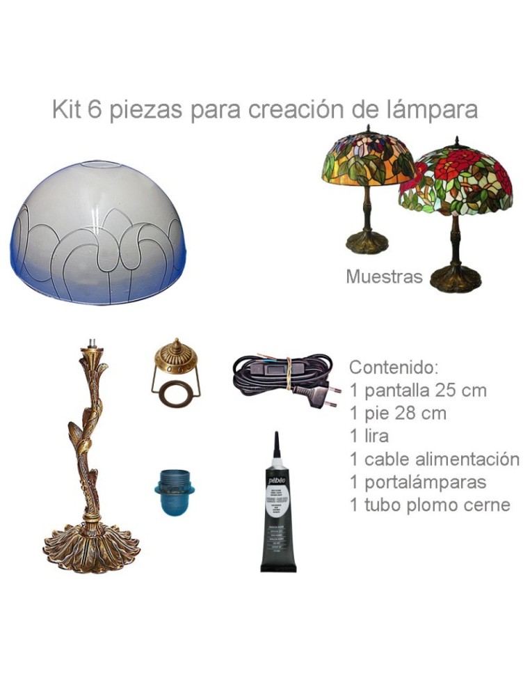 Kit Lámpara Tiffany Metacrilato Ornamento 25 cm con Pie Árbol 28 cm Gilart