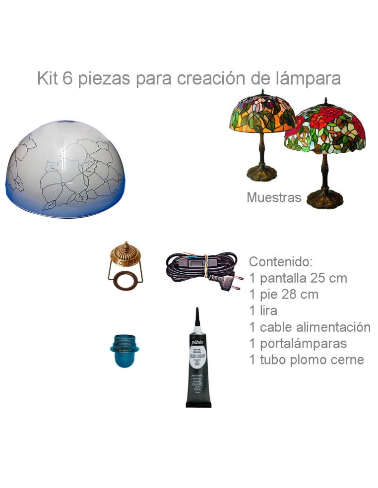 Kit Lámpara Tiffany Metacrilato Pensamientos de 25 cm para manualidades creativas.