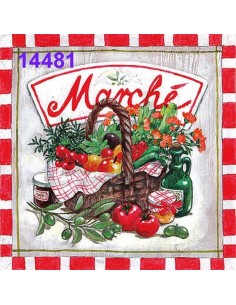 Servilletas Decoupage Cesta Marché 33x33 cm, ideales para decorar con estilo vintage