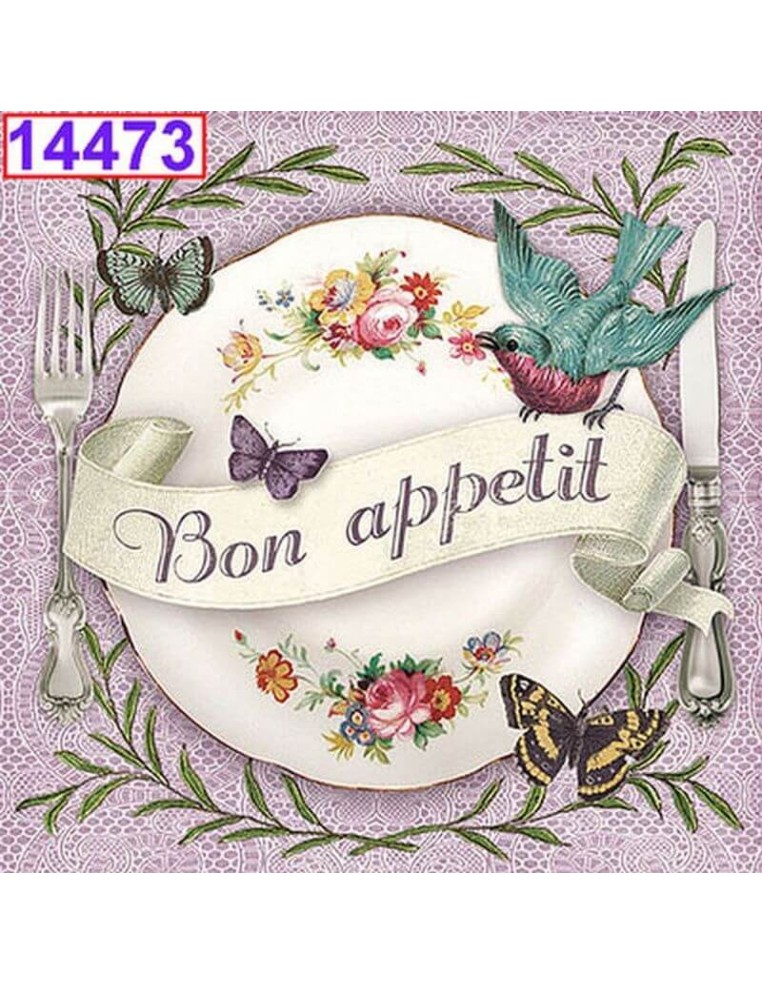 Servilletas Decoupage Bon Appetit 33x33 cm con diseño culinario para decorar