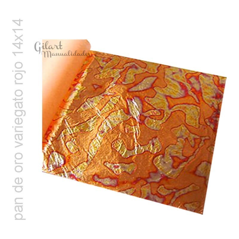 Pan de oro variegato rojo 14x14 cm - Librito 25 hojas