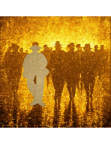 Silueta Madera DM Hombre 375 mm sobre lienzo pintado para decoración moderna.