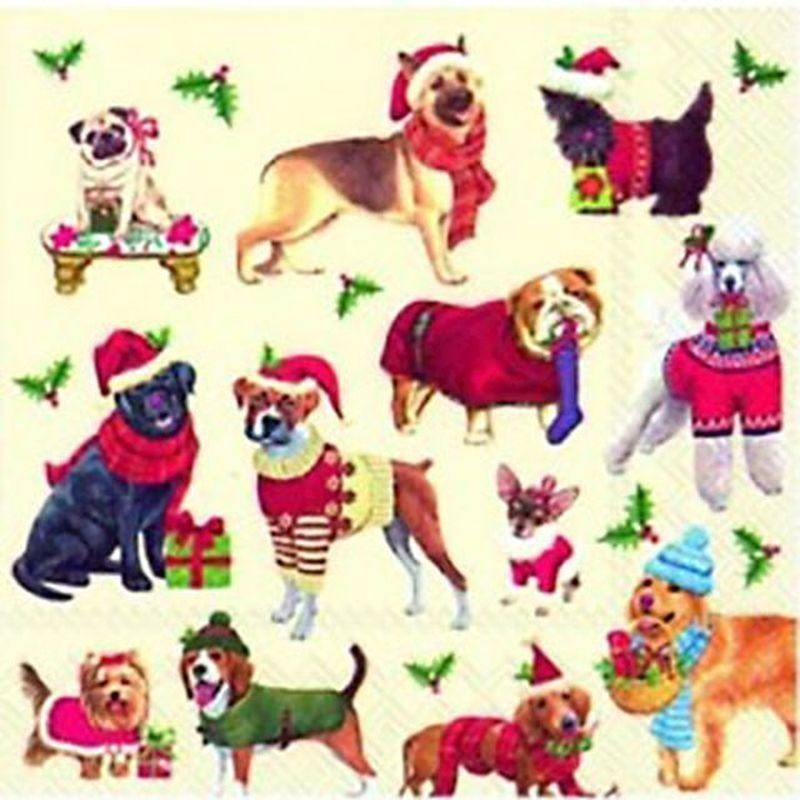 Servilletas de papel perros Navidad 33x33 cm