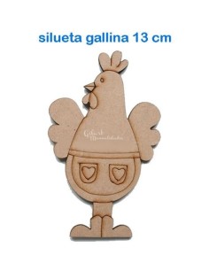 Silueta Madera DM Gallina 130 mm lista para pintar, estañar y decorar.