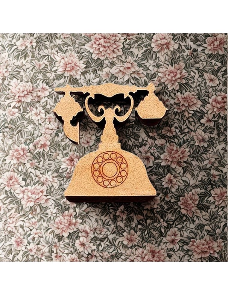 Silueta Madera DM Teléfono 50 mm lista para pintar, decorar y estañar.