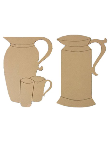 Siluetas Madera DM Jarras y Tazas – Set 2 juegos para manualidades.