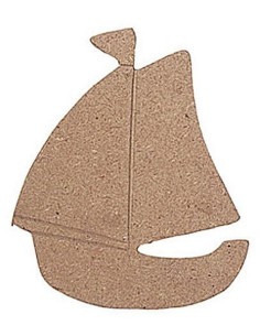 Silueta Madera DM Barca 130x111 mm para manualidades y decoración.