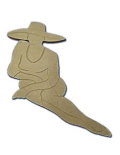 Silueta Madera DM Señora con pamela 290 mm para Manualidades en lienzo decorado.