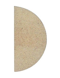 Silueta Madera DM Medio círculo 75x40 mm ideal para pintar o aplicar decoupage.