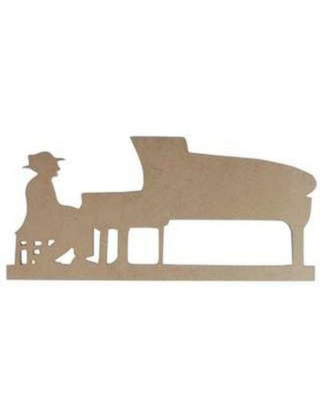 Silueta Madera DM Pianista 265x126mm para decorar lienzos, cajas y muebles.