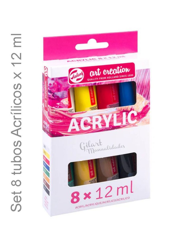 Set Acrílico Talens Art Creation 8 tubos x 12 ml para arte y manualidades.