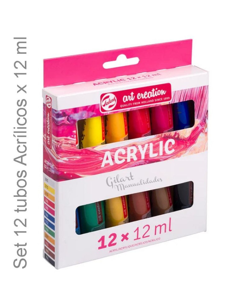 Set acrílico Talen Art Creation 12 tubos x 12 ml. Pintura de calidad para artistas.