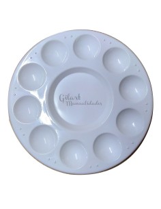 Paleta de plástico redonda 17 cm con 10 pocillos para pintura y mezcla de colores.
