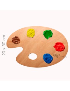 Paleta de madera ovalada de 20x30 cm para mezclar y organizar pinturas.