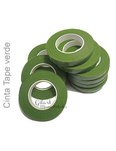 Cinta floral verde 12 mm x 30 metros, tape decorativo para manualidades y floristería.