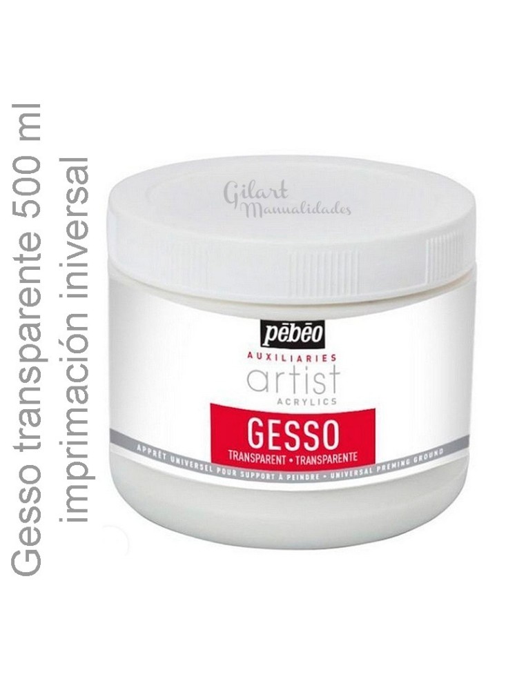 Gesso Acrílico Transparente Universal Pebeo 500 ml: Imprimación para tus obras de arte.