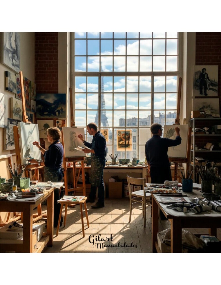 Un estudio lleno de creatividad: nuestros caballetes, la base de grandes obras de arte.