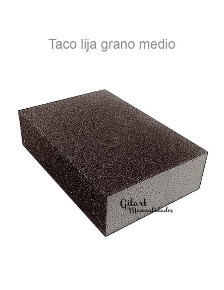 Taco lija grano medio, ideal para lijar y lograr un acabado perfecto en madera, metal o pintura.