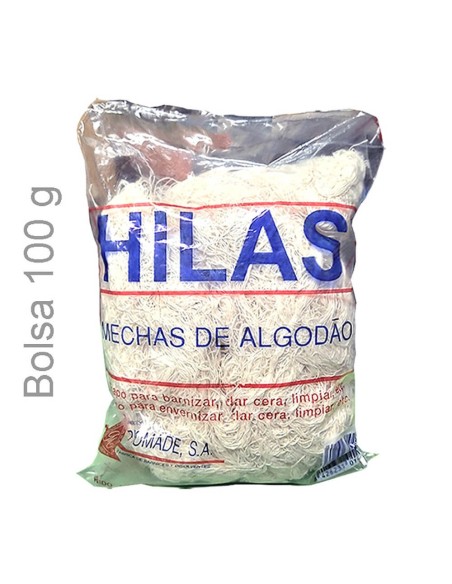 Bolsa de hilas de algodón 100g para restauración, limpieza y manualidades en general.