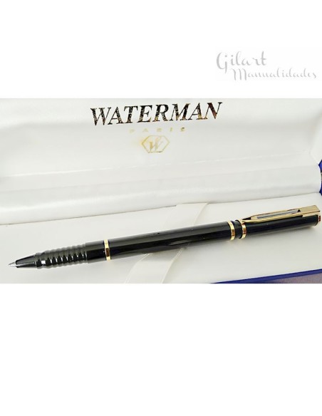 Bolígrafo Waterman Laureat negro y dorado, listo para escribir. Bolígrafo Waterman Laureat negro y dorado, listo para escribir.