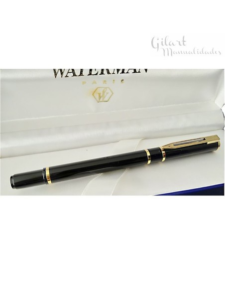 Bolígrafo Waterman Laureat negro cerrado, mostrando su diseño clásico. Bolígrafo Waterman Laureat negro cerrado, mostrando su diseño clásico.