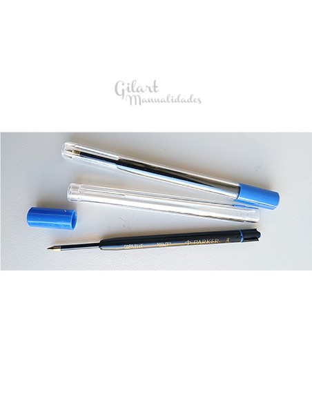 Recambio bolígrafo Parker azul punta mediana para escritura de alta calidad y fluidez.