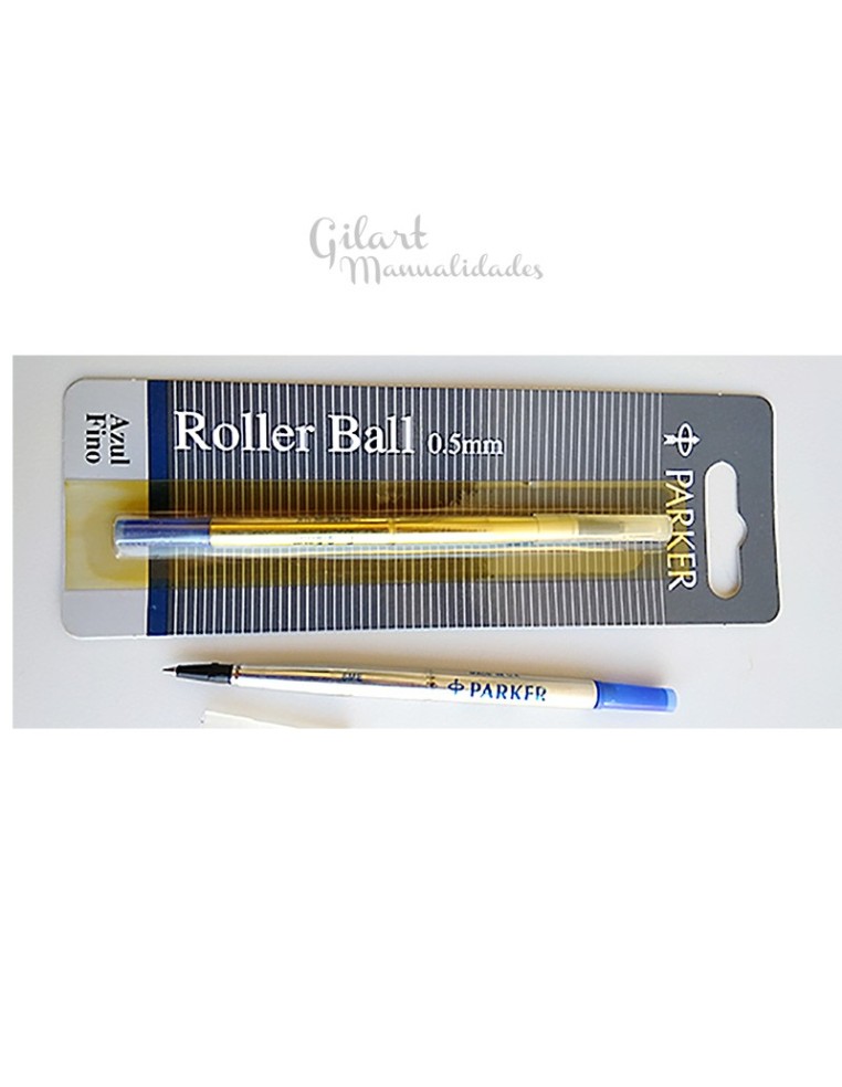 Recambio rollerball Parker azul punta fina para escritura fluida y de calidad.