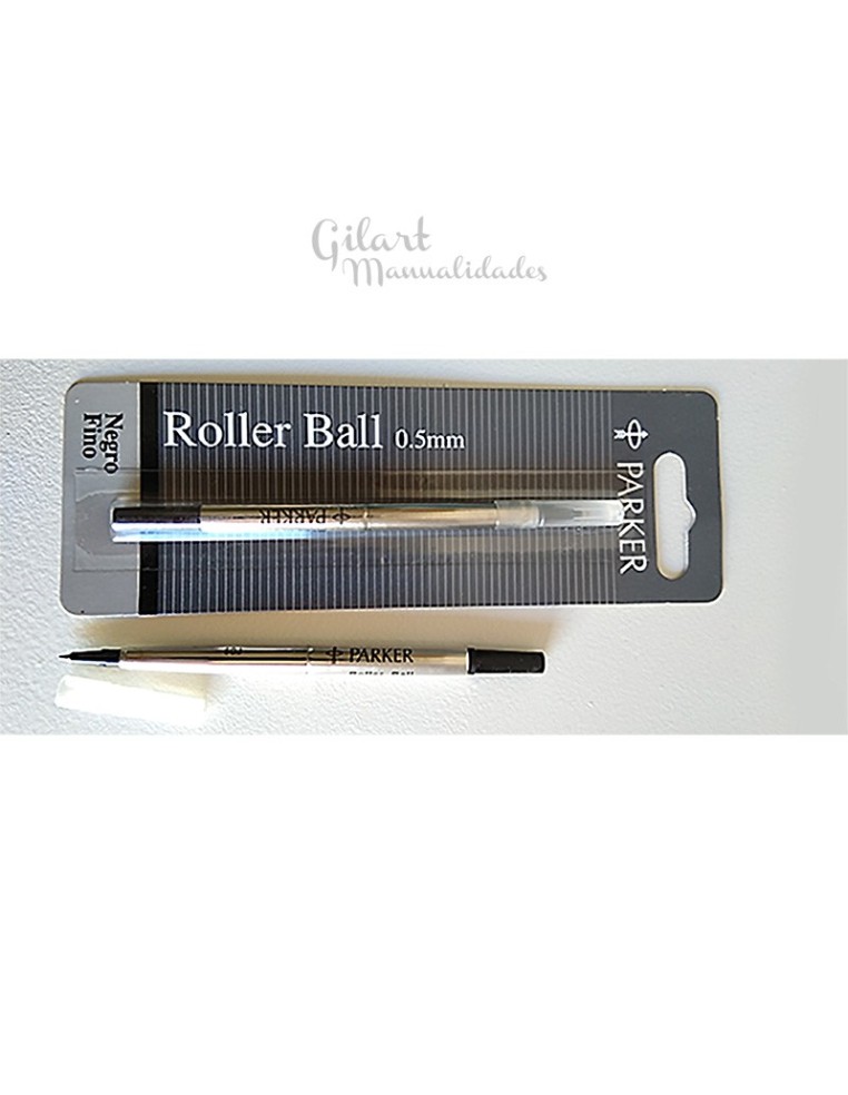 Recambio rollerball Parker negro punta fina para escritura fluida y de calidad.