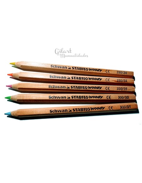 Lápices Stabilo Woody gruesos flúor, ideales para niños, dibujo y bellas artes. Lápices Stabilo Woody gruesos flúor, ideales para niños, dibujo y bellas artes.