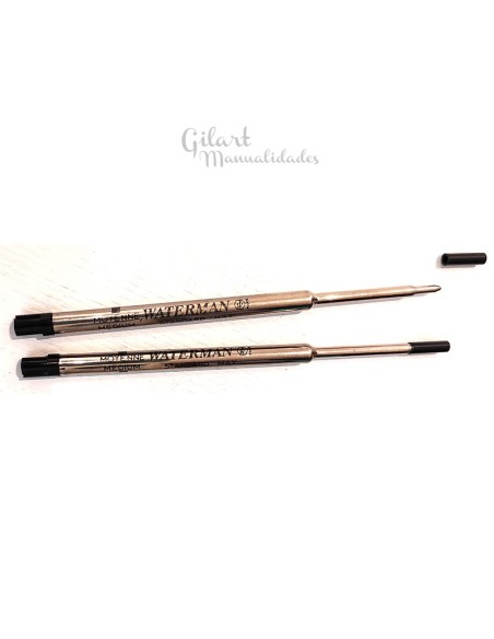 Recambio bolígrafo Waterman negro punta mediana para una escritura fluida.